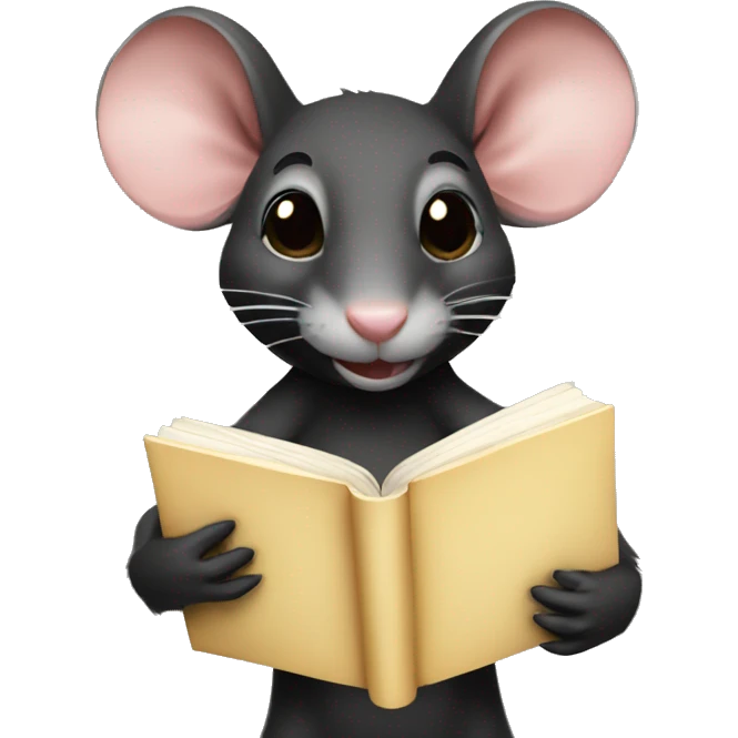 a black skin rat holding a book emoji