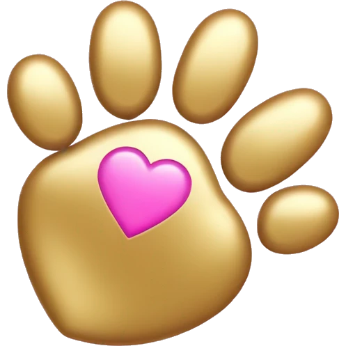Gold heart with pink paw print  emoji