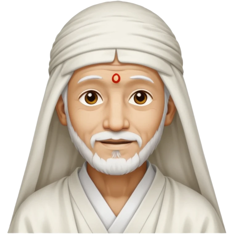 Shirdi Sai Baba's face with gentle smile and white beard emoji