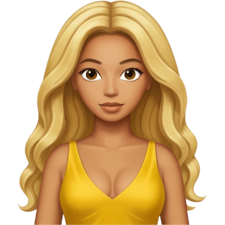 Beyonce with yellow outfit, blonde long hair emoji