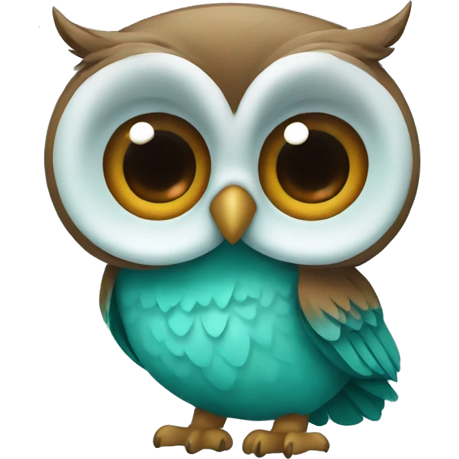 Turquoise owl with brown eyes emoji