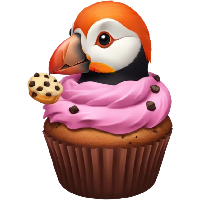 pink puffin eating a muffin emoji