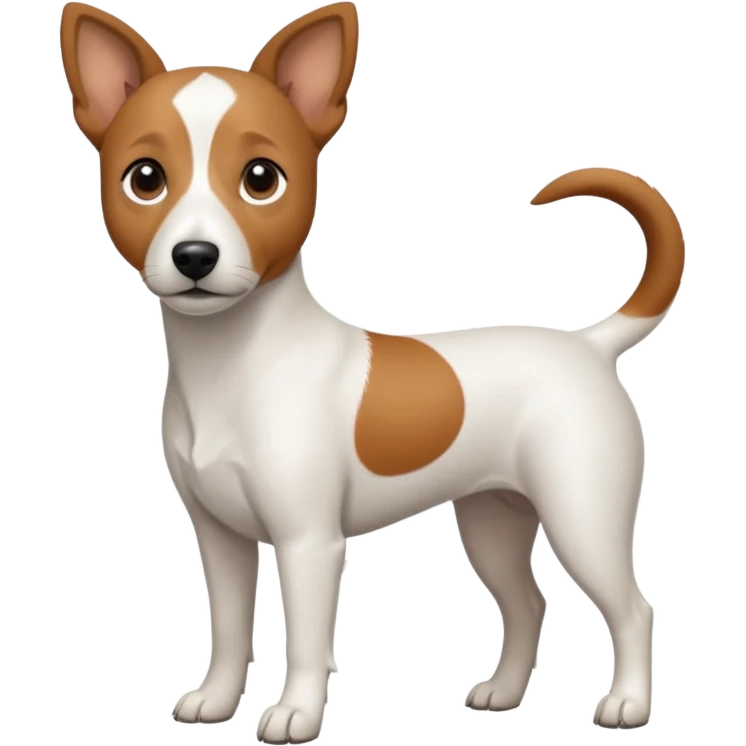 a fully white jack russell the size of a kelpie with light brown ears and a light brown patch on one eye emoji