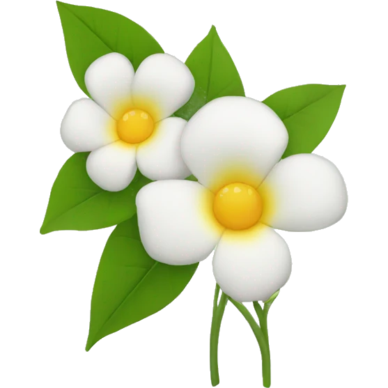 3 jasmins flowers with leafs emojis emoji