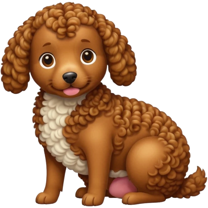 pregnant curly dog holding its belly emoji