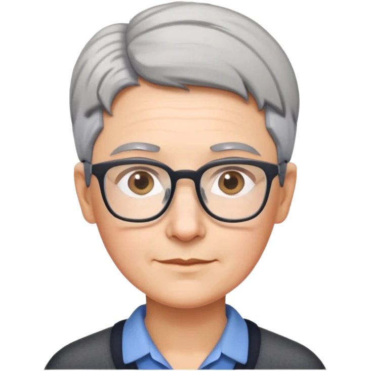 School teacher with short gray hair and prescription glasses emoji