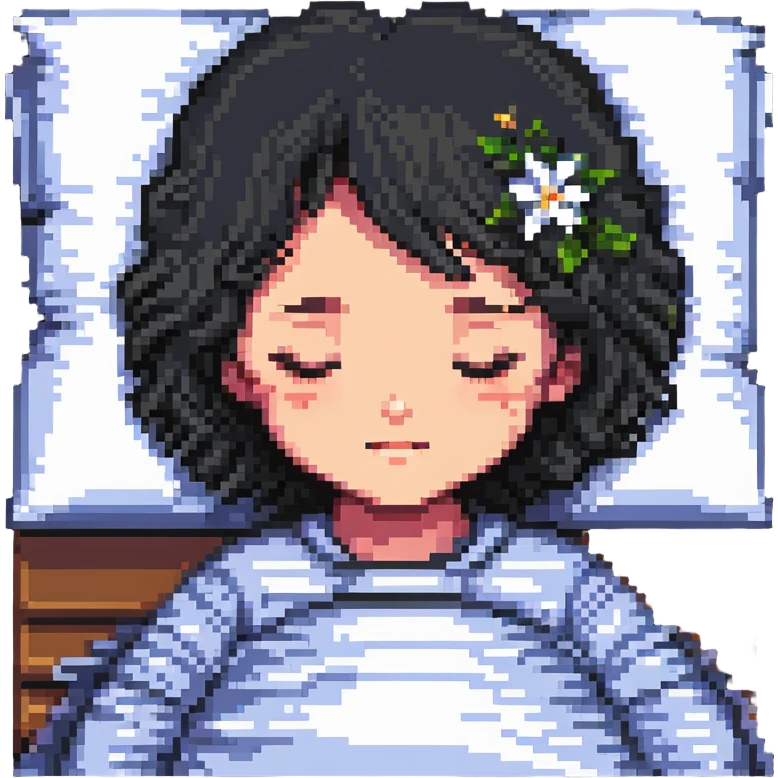 pixel art sleeping girl with peaceful expression emoji