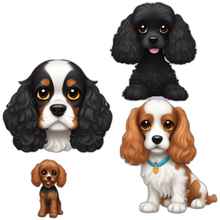 cavalier king charles spaniel and black poodle emoji