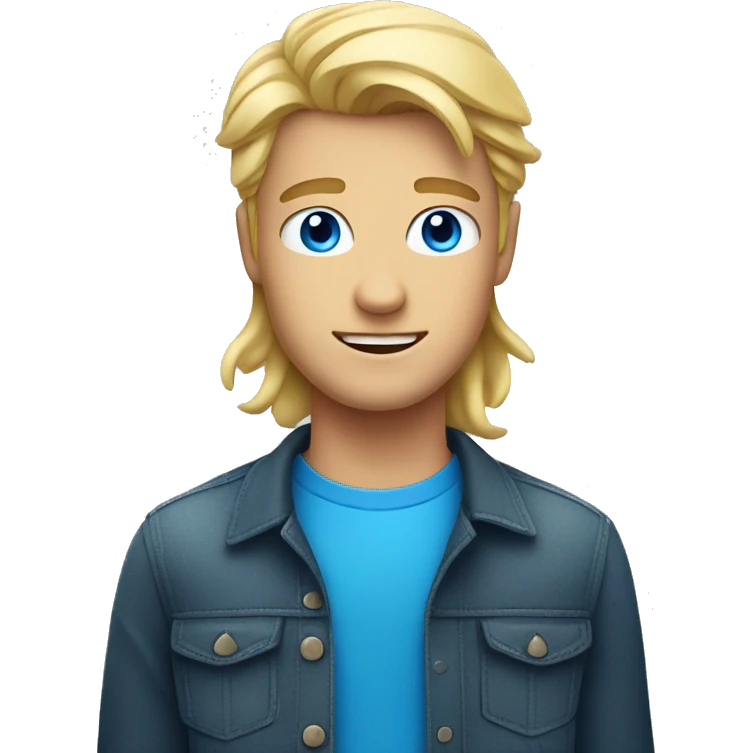 Apple icon with blonde cute and blue eyes guy  emoji