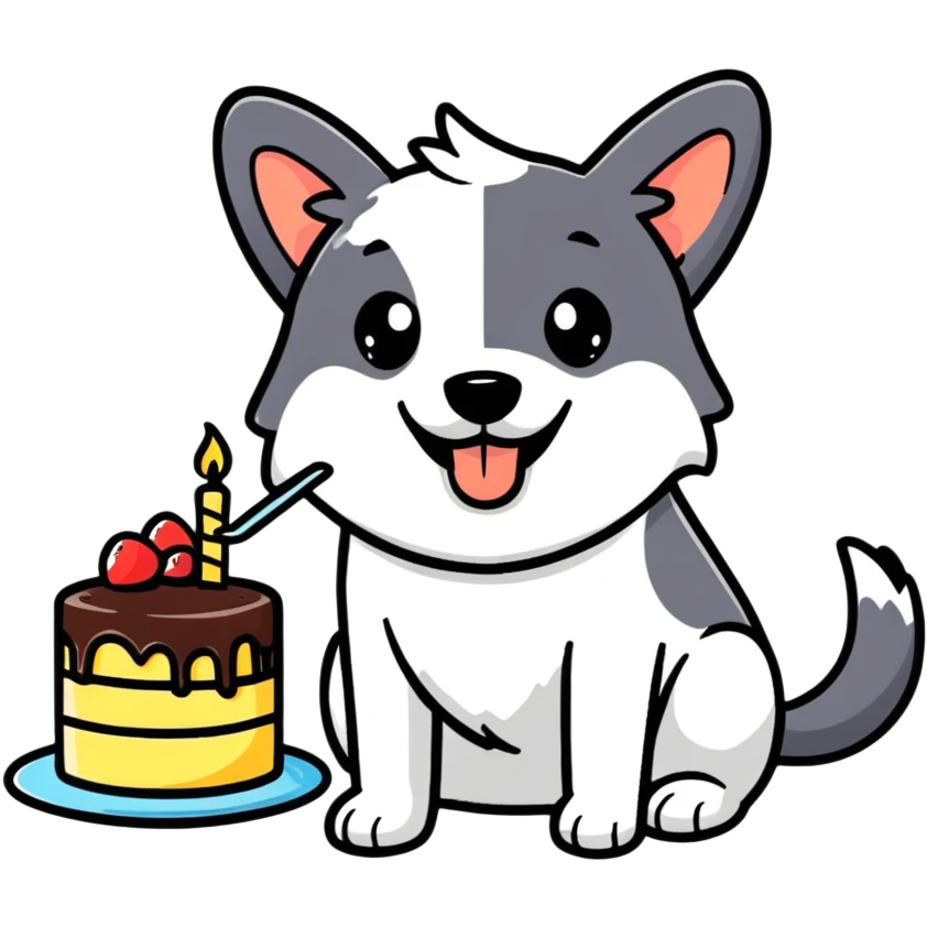 dog eating cake emoji