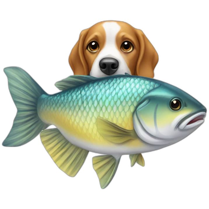 Chien sur un poisson emoji