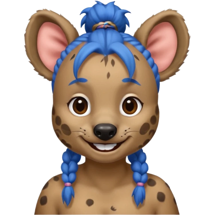hyena with blue pigtail buns emoji