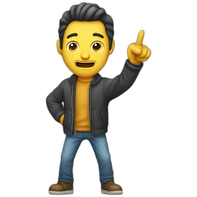 Zipper-Mouth Face man standing and pointing emoji