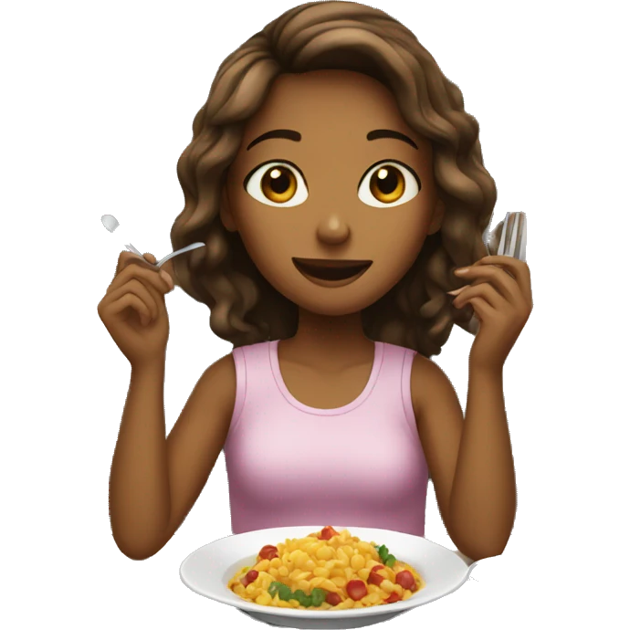 Girl eating at restaurant  emoji