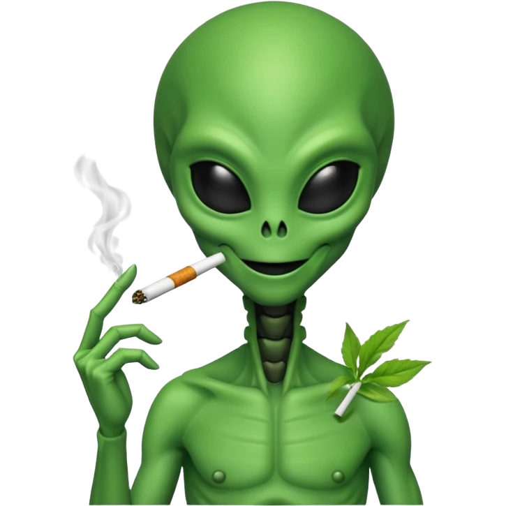 Alien with joint in mouth emoji