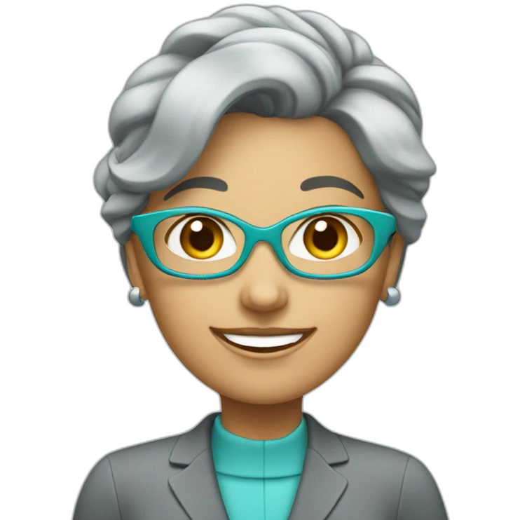 AN HAPPY FEMALE EXECUTIVE IN GREY AND AGUAMARINE CLOTH emoji
