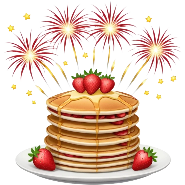 strawberry pancakes with fireworks  emoji