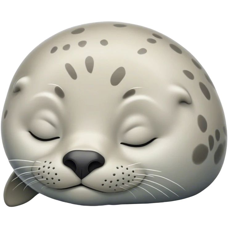 Meme-Worthy Cute Sleeping harbour seal Portrait Emoji, Head resting peacefully with a contented smile, showcasing a smooth, streamlined body and eyes gently closed in serene slumber, Simplified yet adorably endearing features, highly detailed, glowing with a soft, drowsy ocean light, high shine, relaxed and utterly lovable, stylized with an air of playful laziness, soft glowing outline, capturing the essence of a sleeping seal that feels destined to become the next viral icon of adorable rest! emoji