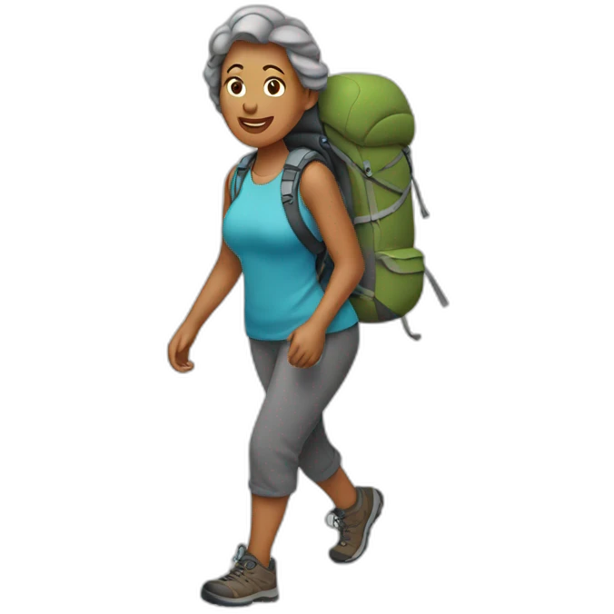 Woman 50 years old is Hiking emoji