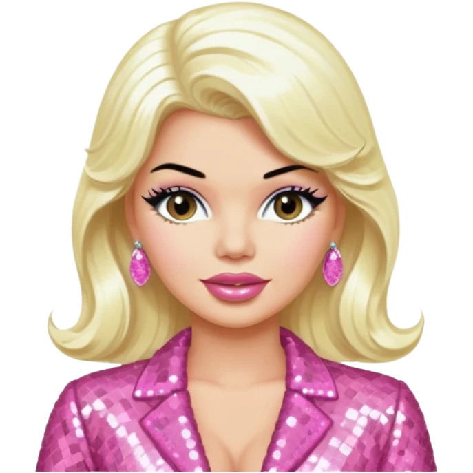 Jayne Mansfield with long platinum blonde hair, pink sequin outfit emoji