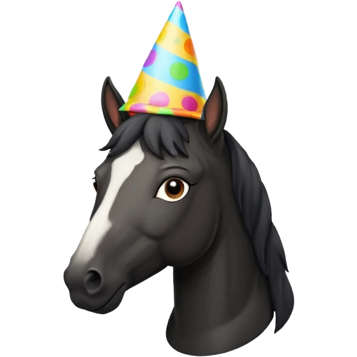 black horse in tshirt with party hat emoji