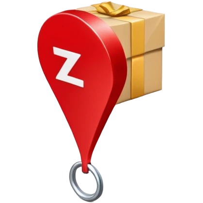 location pin with a package, representing Zielort (destination) emoji