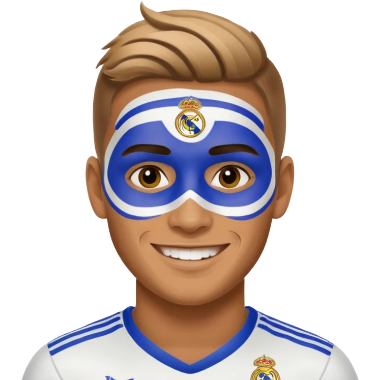 football supporter, paint logo real mdrid in face emoji