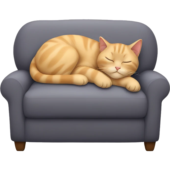 A British short hair cat sleeping on a couch  emoji