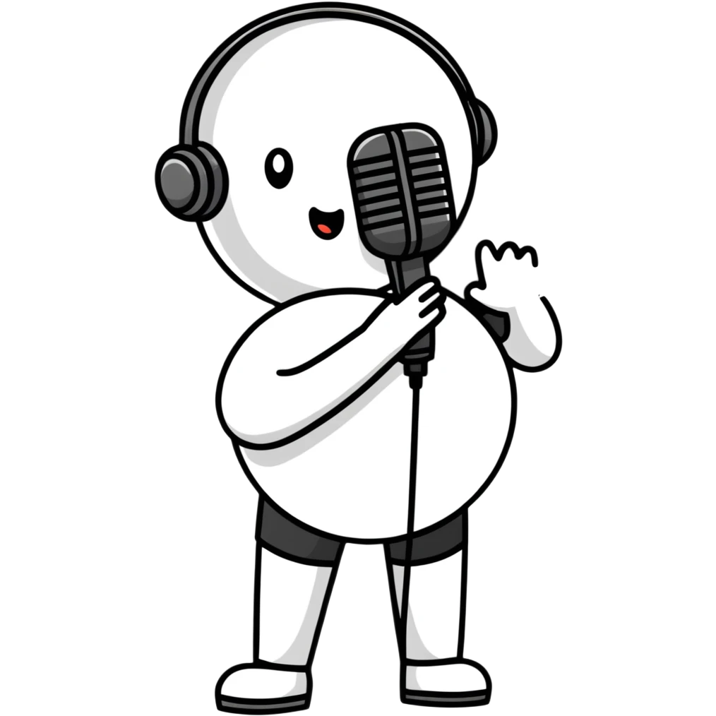 person streaming, YouTube user recording video with microphone emoji