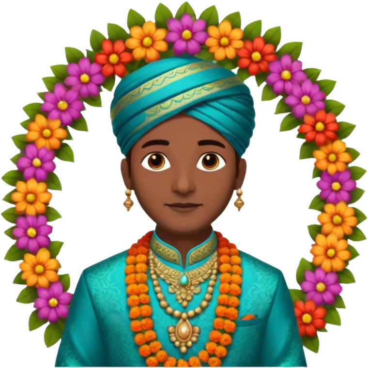 indian groom holding garland emoji