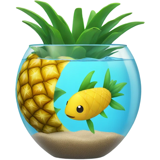 Pineapple in a fish bowl emoji