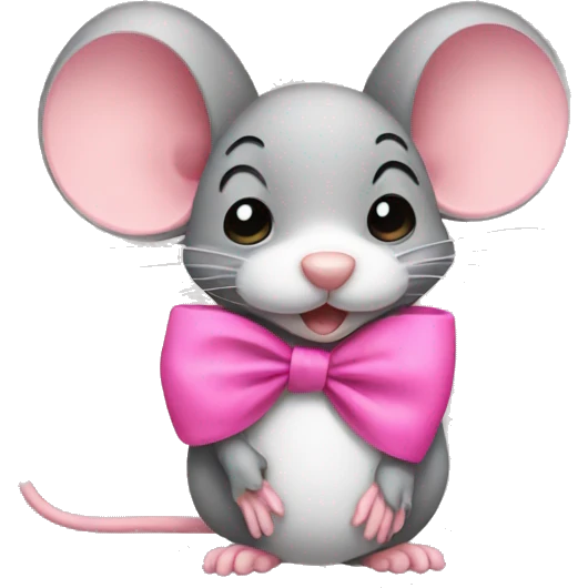 Mouse wearing a pink bow emoji