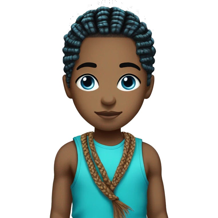 Short cut turquoise box braids boy with blue eyes  emoji
