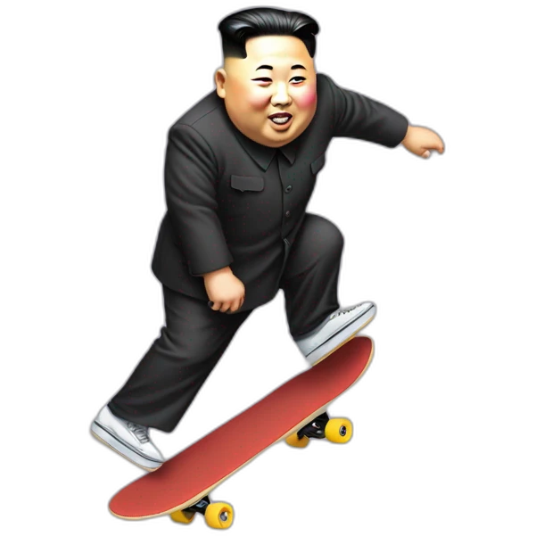 Kim jong-un riding skate board emoji