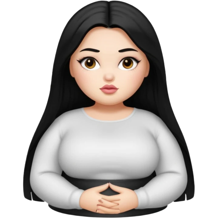 fat pretty bratz girl with black straight hair and white full sleeve emoji