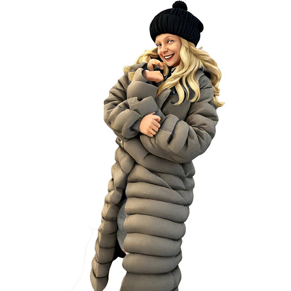 smiling blonde in stylish coat emoji