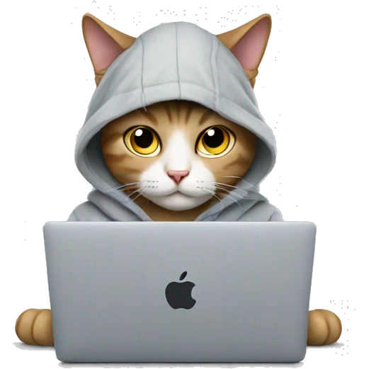 cat with hoodie and a macbook emoji