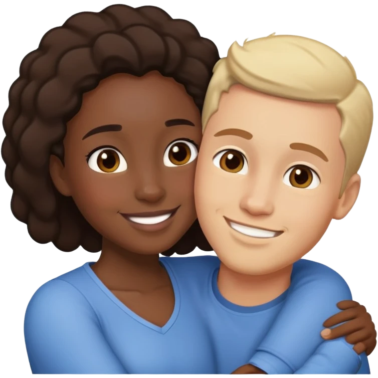 Interracial couple hugging emoji