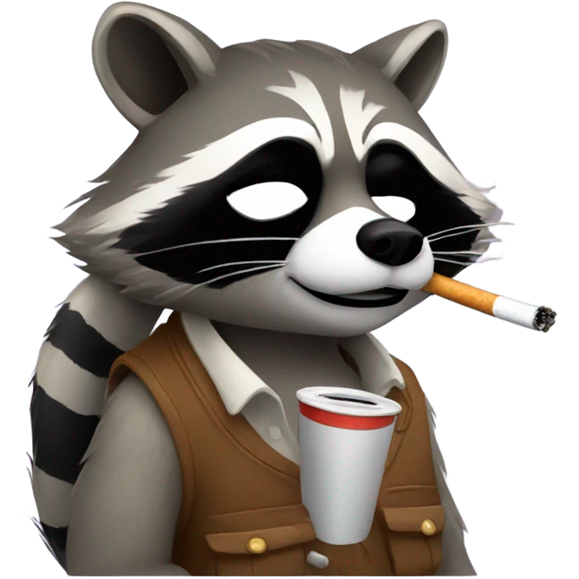 Tired Raccoon smoking a cigarette, not wearing a jacket  emoji