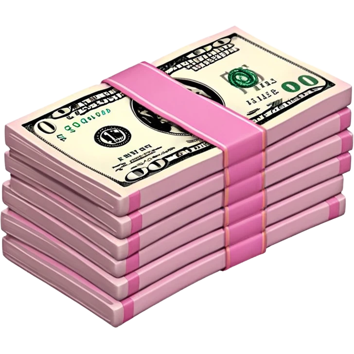 pink pack of dollars emoji