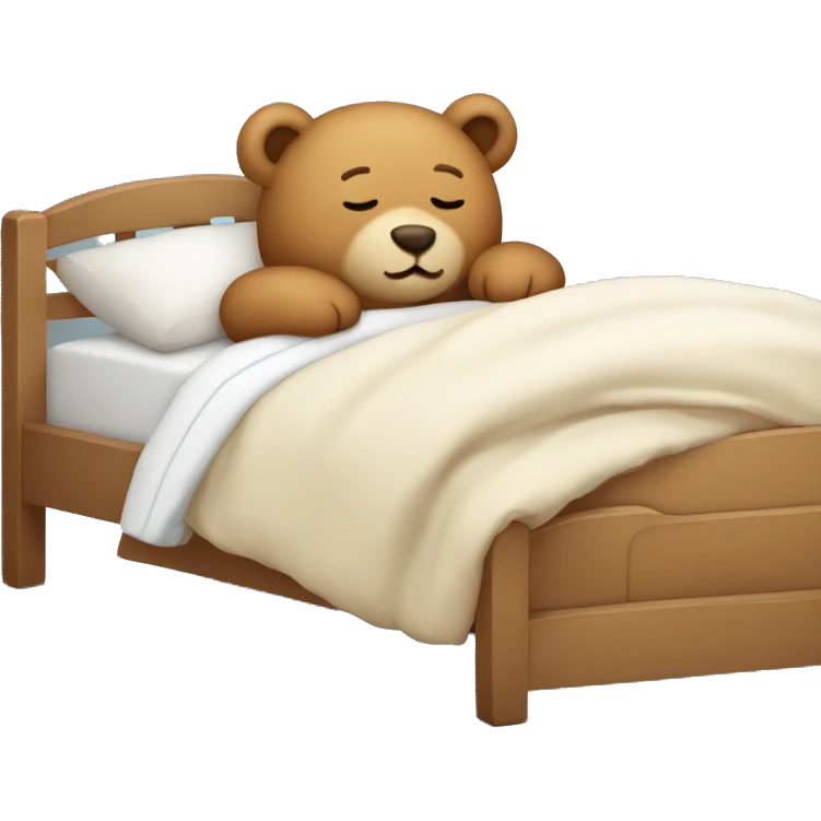 Cute teddy bear sleeping in a bed emoji