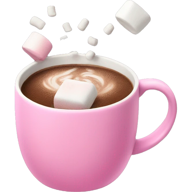 hot chocolate + marshmallows + pink mug emoji