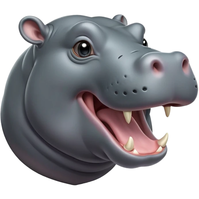 cinematic-noble-yawning hippo-portrait-emoji,-poised-and-regal,-with-a-massive,-robust-build-and-a-smooth,-sleek-slate-gray-hide,-deep-set-soulful-eyes,-simplified-yet-sharp-and-sophisticated-features,-highly-detailed,-glowing-with-a-soft radiance emoji