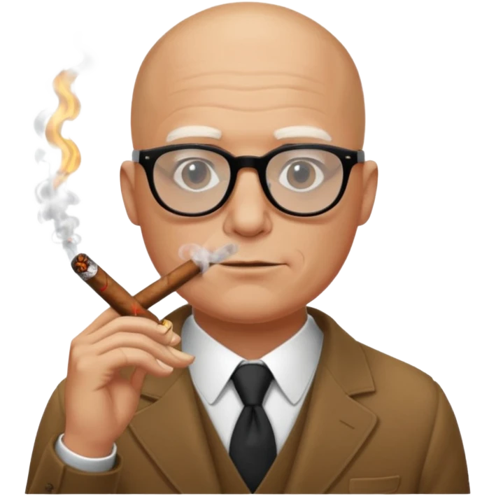 Bald white guy in black glasses and cigar, Andrew Tate emoji