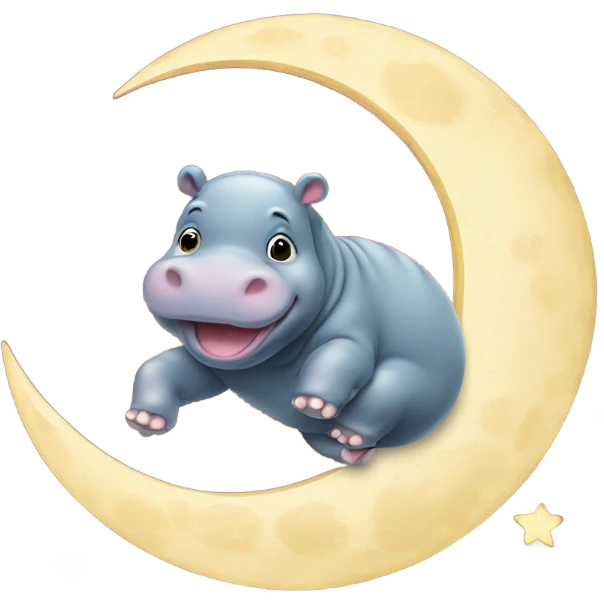 Baby hippo jumping over the moon emoji