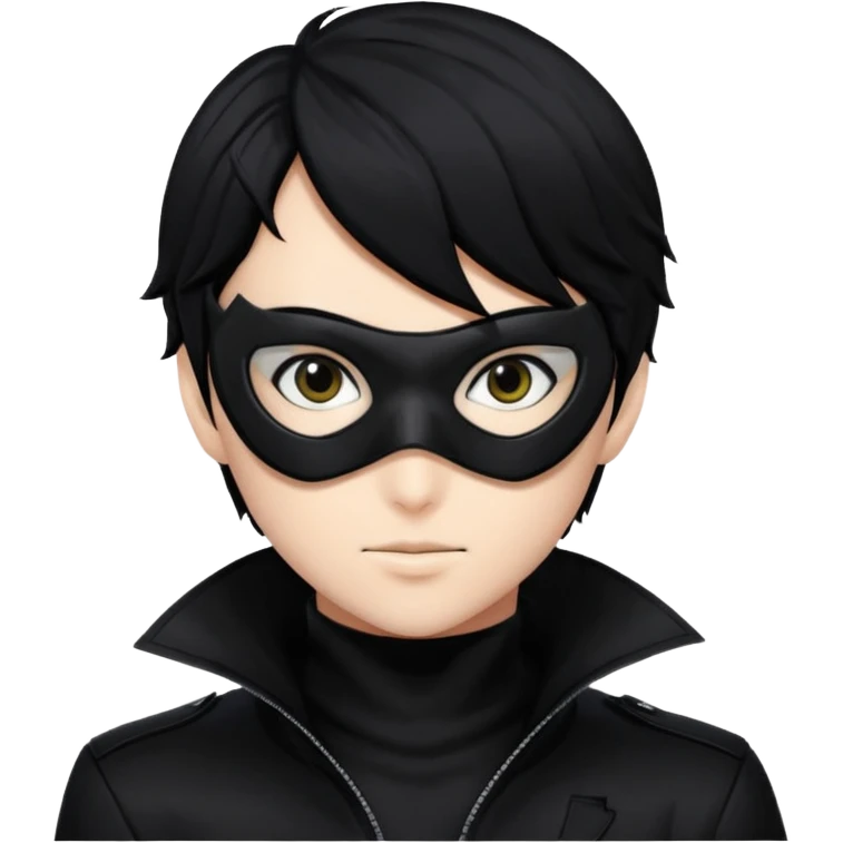Akira persona 5 in a sleek black mask, playful eyes showing emoji