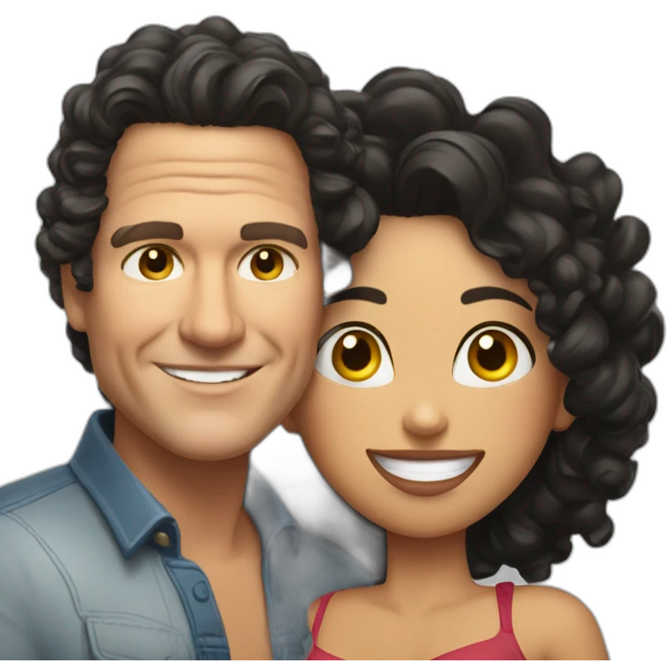 Carlos Vives with Colombian woman of 30's with short curly black hair emoji