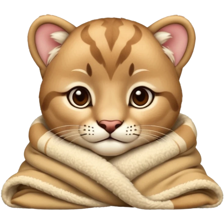 Cozy puma cougar cub in blanket emoji