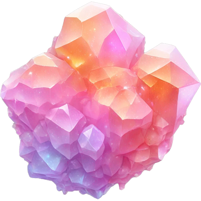 Pastel iridescent nebula crystal cluster pastel pink and orange emoji