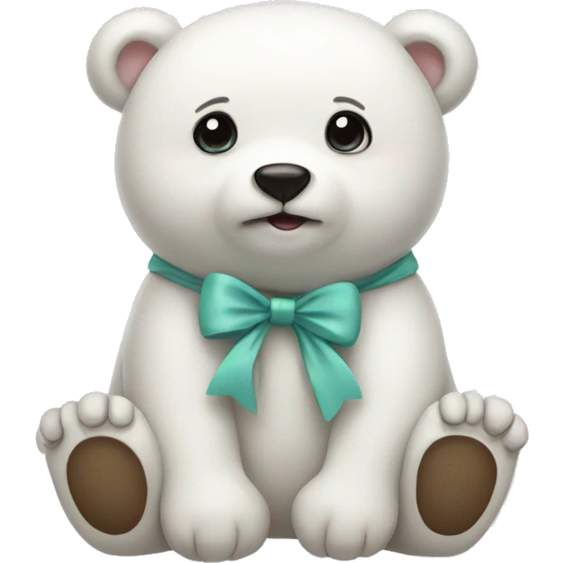 white cute bear with bow emoji